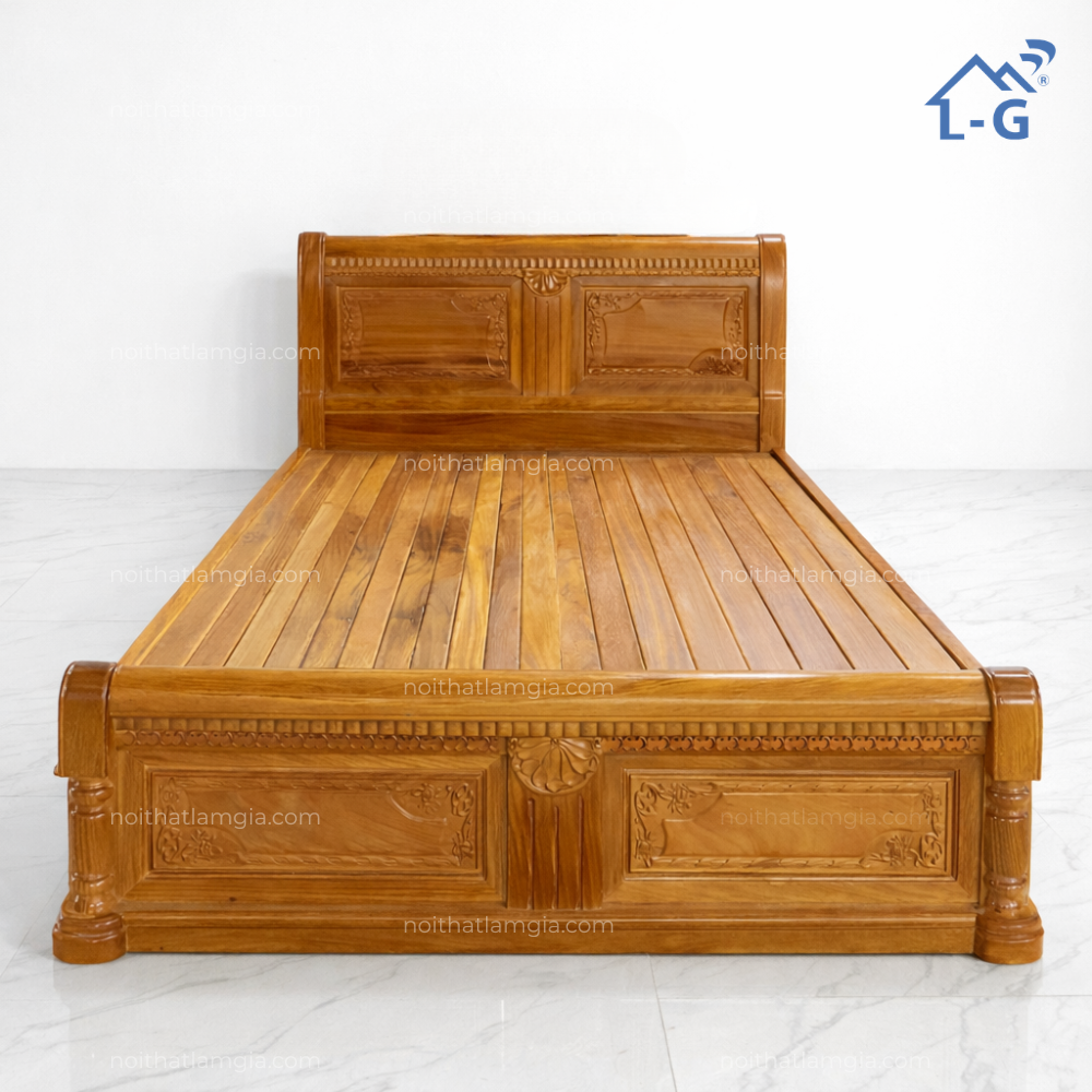 Giường Ngủ Gỗ Gõ Đỏ Vạt Phản Cao Cấp (GNGGDVPCC)