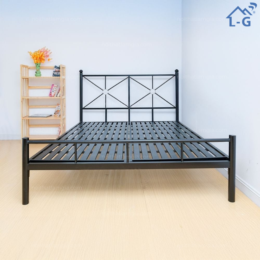 Giường Sắt Đơn Ống Tròn Đầu Trang Trí Ngôi Sao (GSOTNS)
