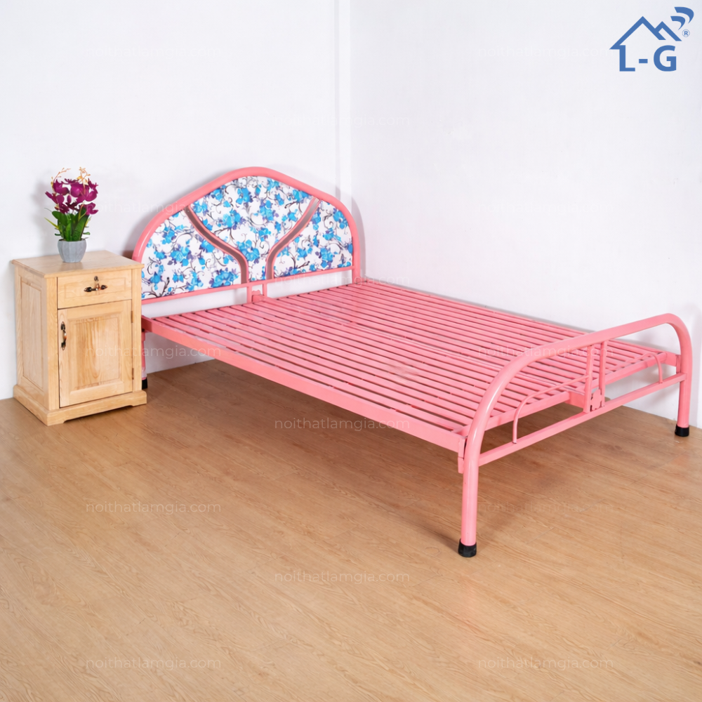 Giường Sắt Đơn Ống Tròn Hoa (GSOTH - LG)