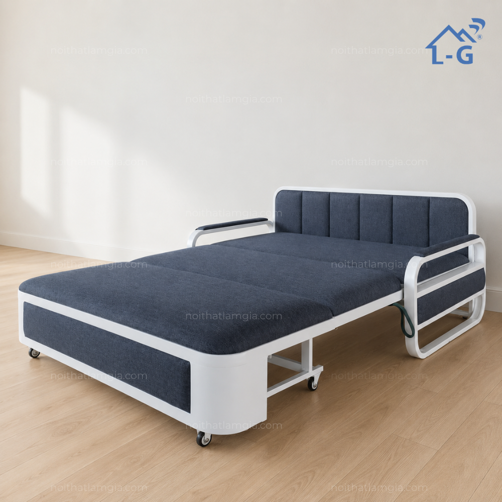 Giường Sofa Sắt Xếp Gọn Bộc Vải Bố (GSSXGBVB)