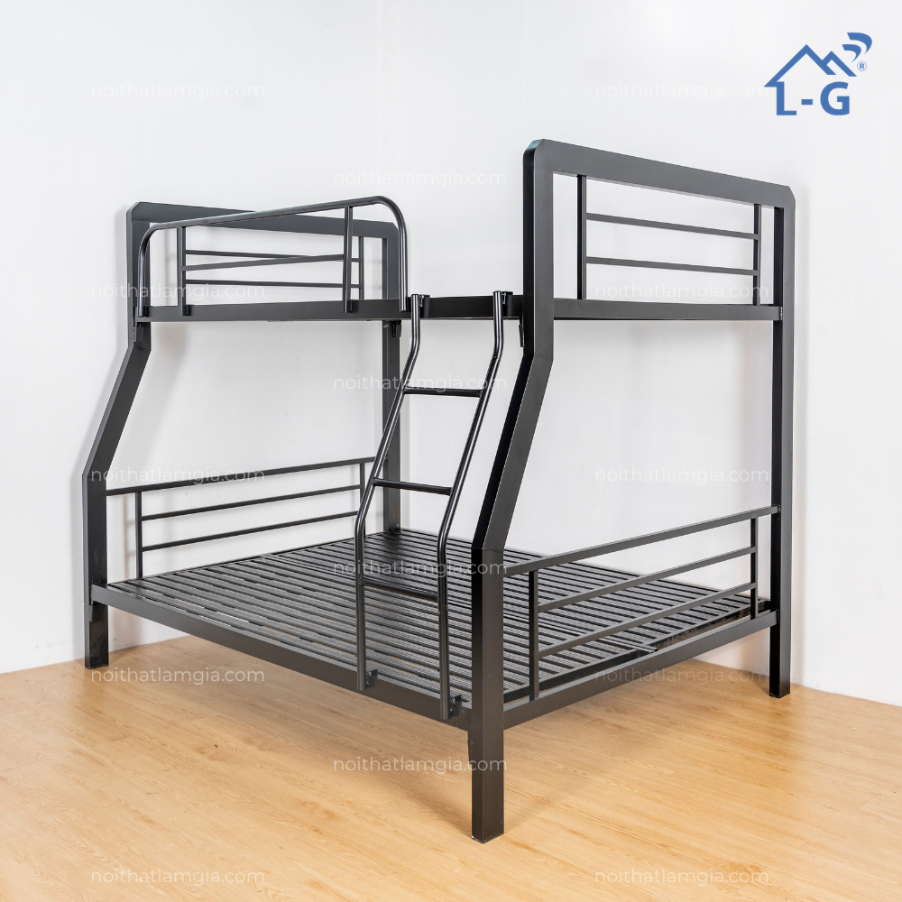 Giường Tầng Sắt Lệch Hộp Vuông 4x8 CAO CẤP (GTSLHV4X8CC)