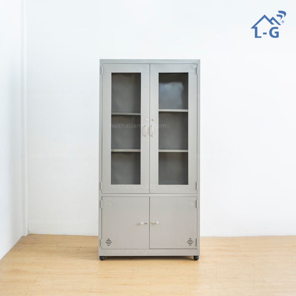 Tủ Hồ Sơ Sắt Tĩnh Điện 2 Cánh Kính 2 Cánh Mở Cao Cấp - TD2CK2CMTLP