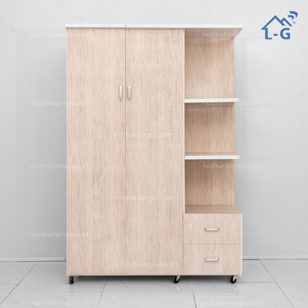 Tủ Quần Áo Nhựa Đài Loan Có Kệ Trang Trí 1M2 (TQANDLCKTTM2)