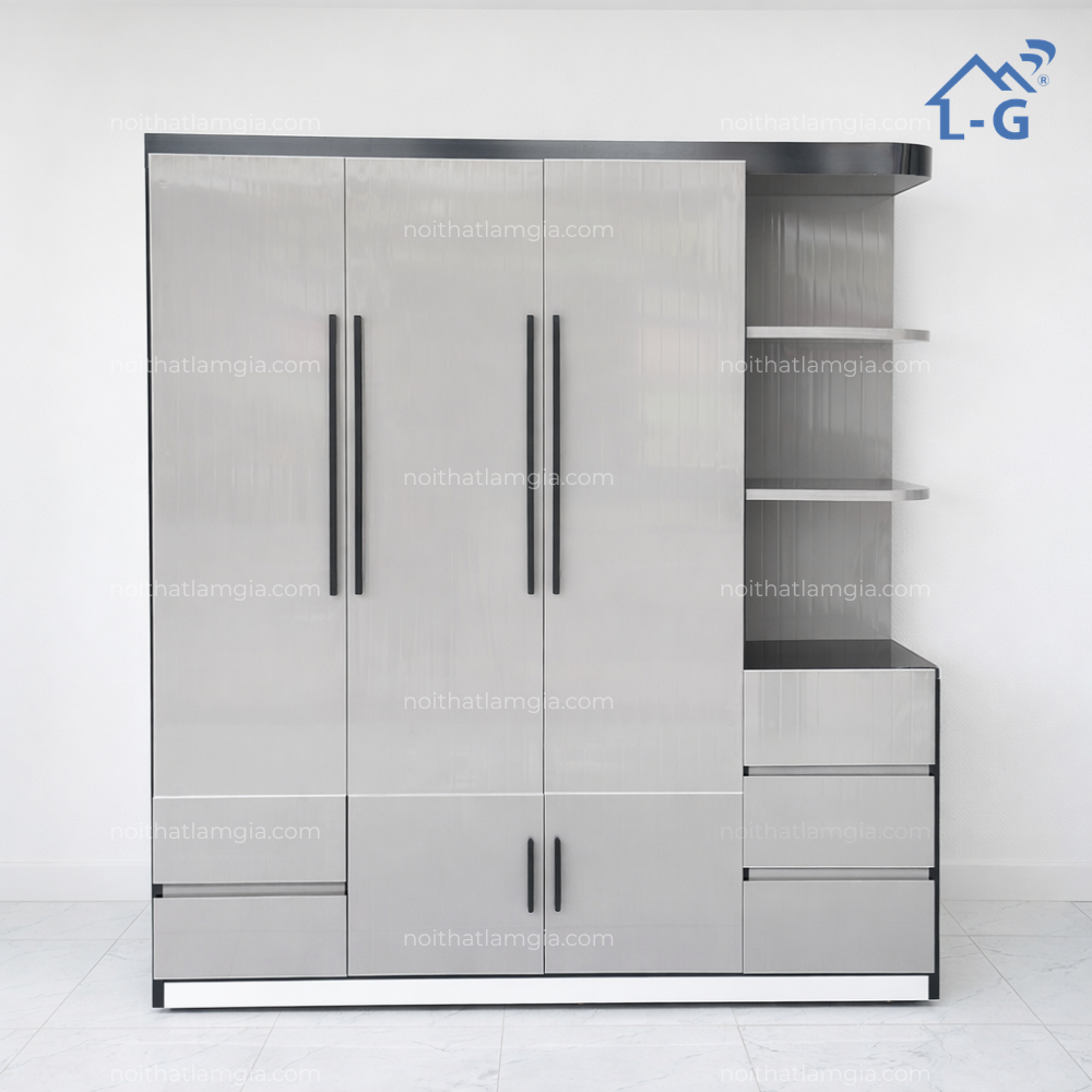 Tủ Quần Áo Có Kệ Trang Trí 3 Cánh Mở 1M65 (TQACKTT3CM)