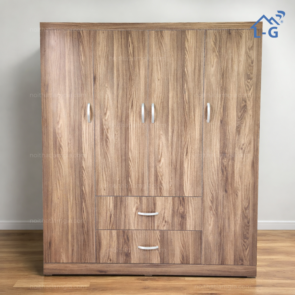 Tủ Quần Áo Gỗ MDF Trơn 4 Cánh (TQAGMDFT4C)