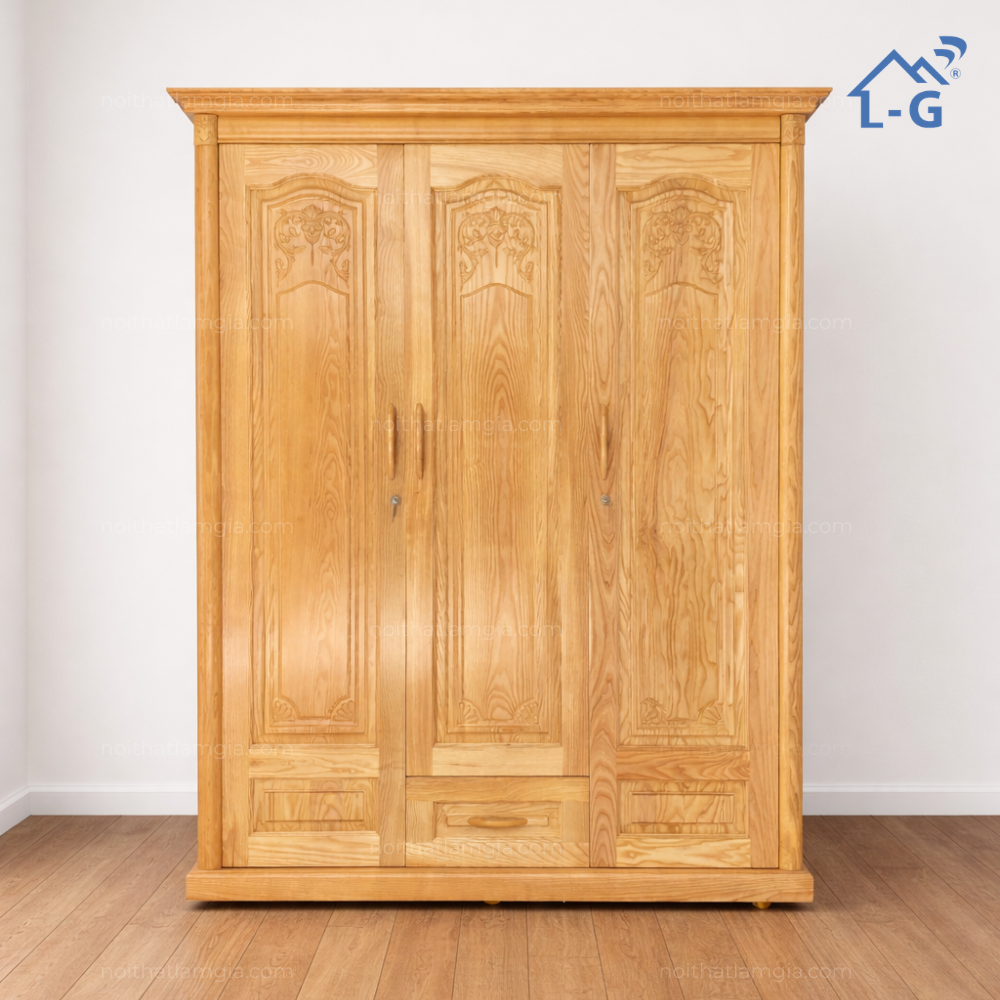 Tủ Quần Áo Gỗ Sồi Tự Nhiên (TQAGSTN)