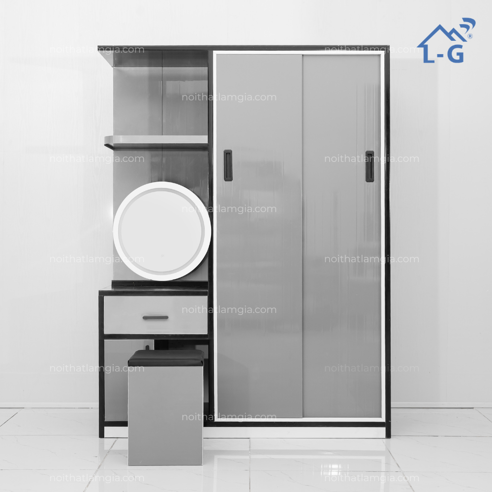 Tủ Quần Áo Nhựa Đài Loan 2 Cánh Cửa Lùa Có Bàn Trang Điểm 1M45 (TQANDL2CLCBTDM45)