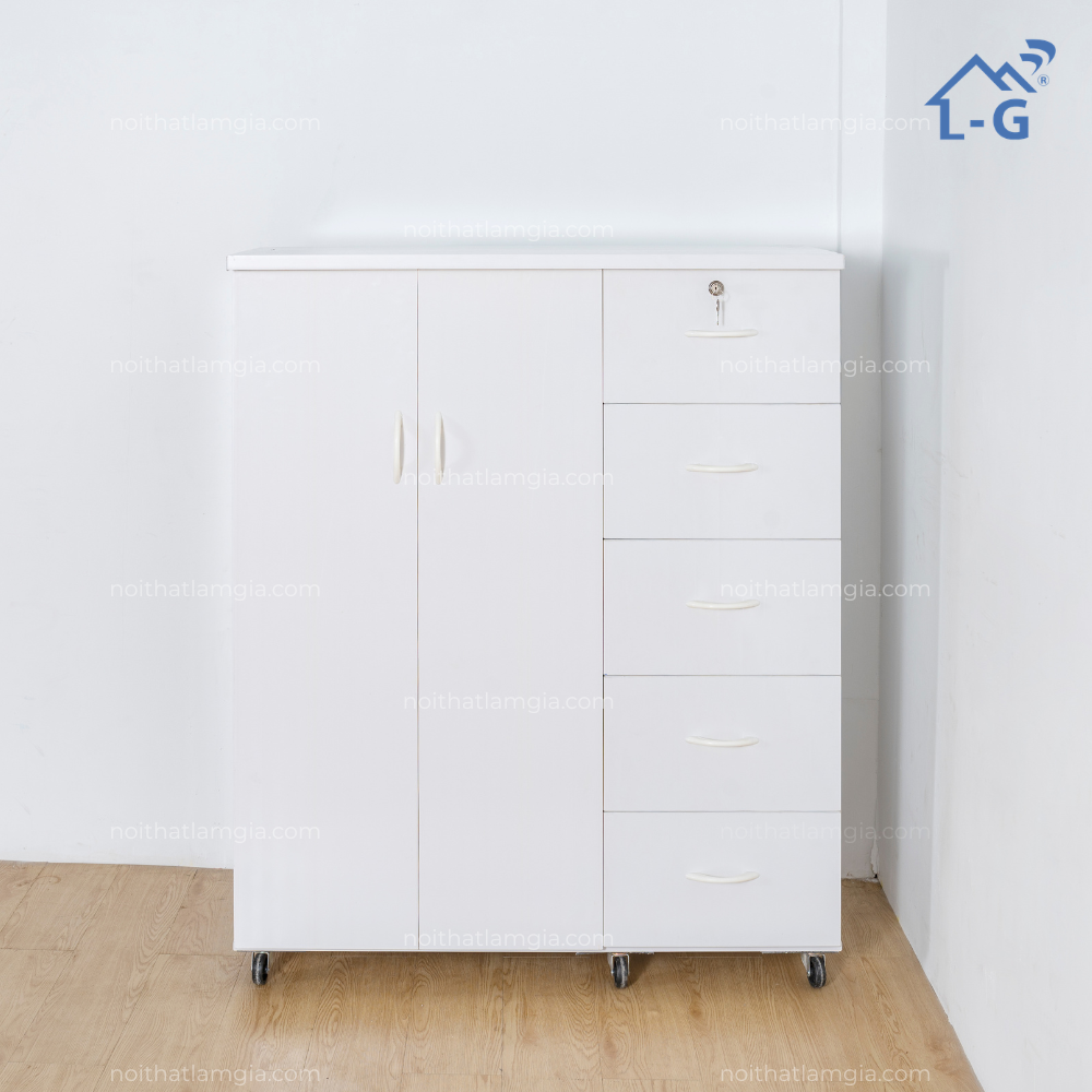 Tủ Quần Áo Nhựa Đài Loan 2 Cánh 5 Hộc (TQANDL3C5H)