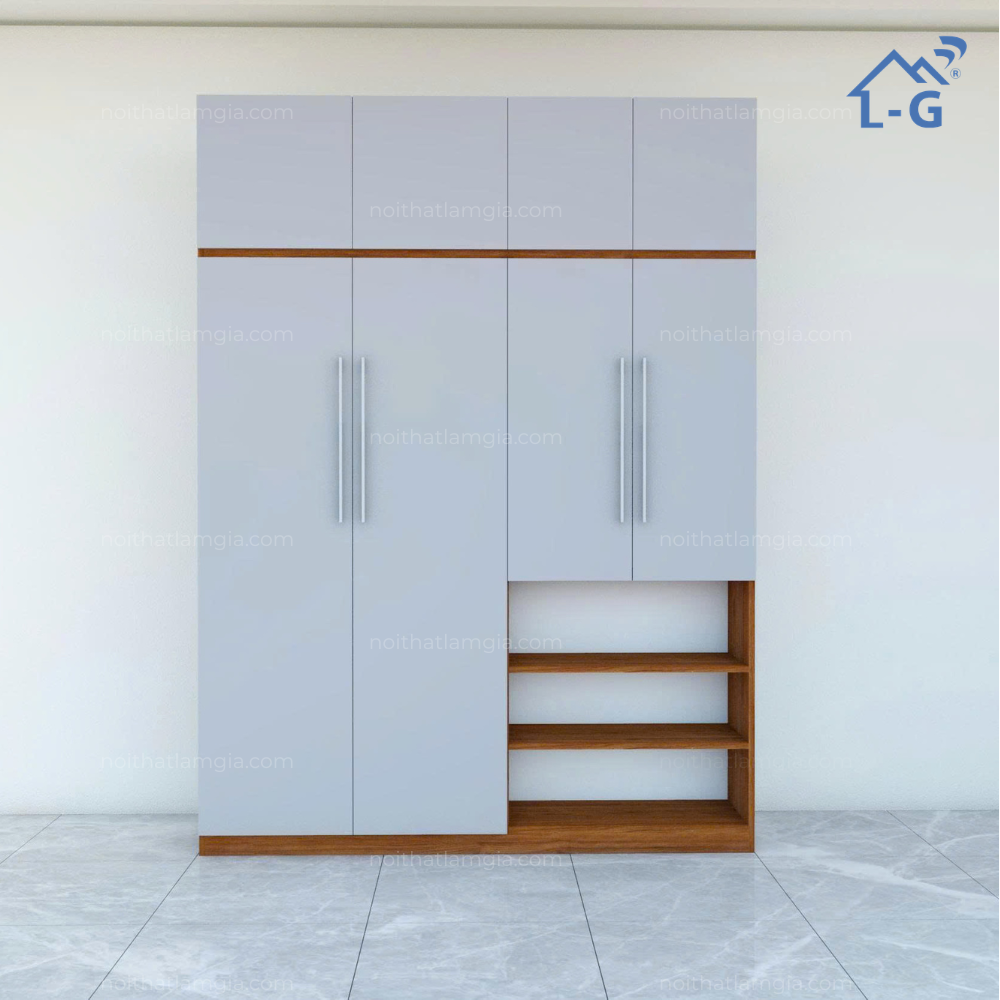 Tủ Quần Áo Nhựa Ecoplast 4 Cánh 2 Ngăn (TQANE4C2N)