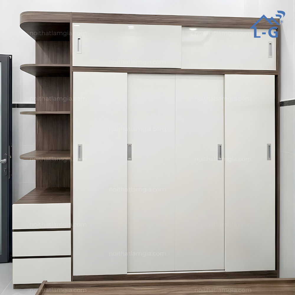 Tủ Quần Áo Nhựa Ecoplast 4 Cánh Cửa Lùa Có Kệ Trang Trí (TQANE4CLCKTT)