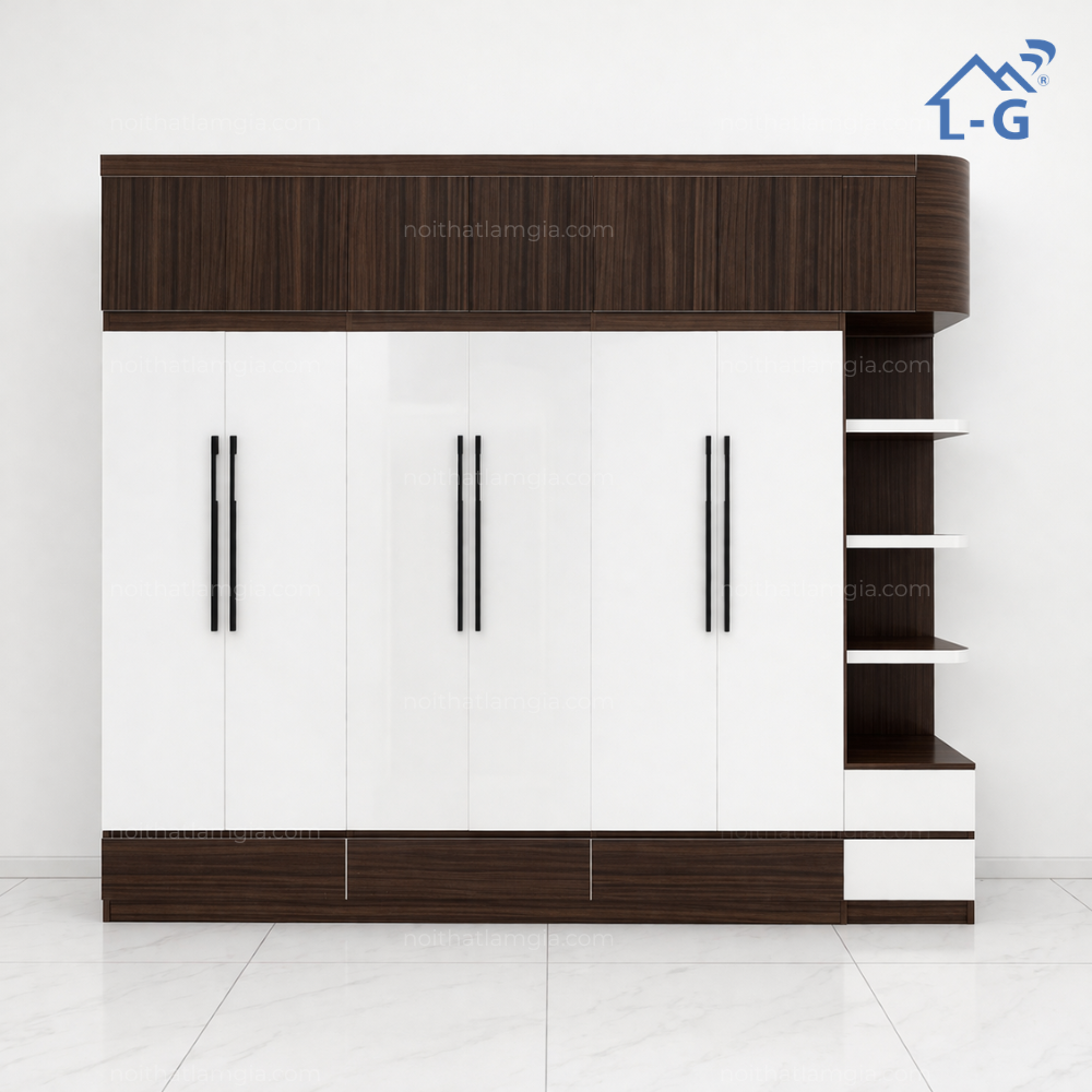 Tủ Quần Áo Nhựa Ecoplast 6 Cánh & Kệ Trang Trí (TQANE6CKTT)