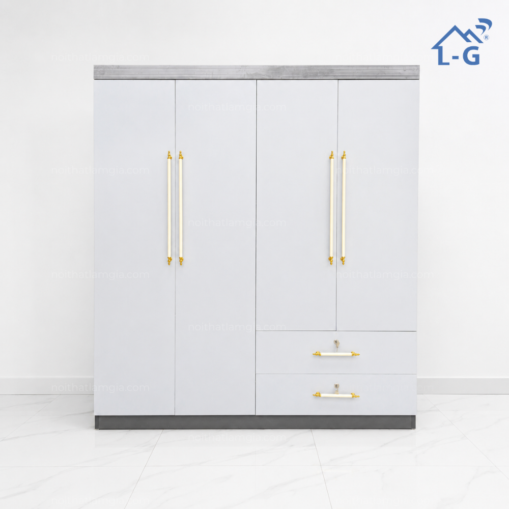 Tủ Quần Áo Nhựa Penco 4 Cánh Mở 2 Hộc Kéo (TQANP4C2H)