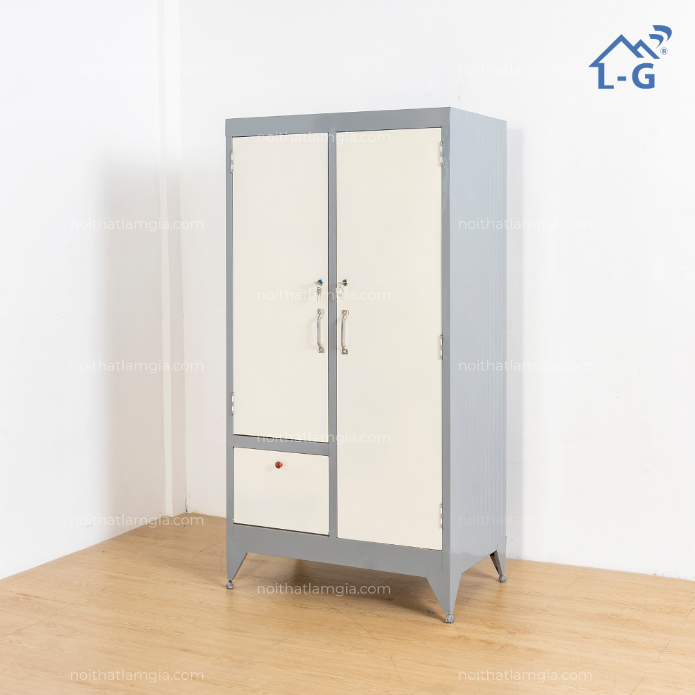 Tủ Quần Áo Sắt Sơn Dầu 2 Cánh Không Gương (TQASSD2CKG)