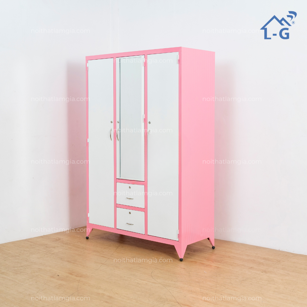 Tủ Quần Áo Sắt Sơn Tĩnh Điện 3 Cánh 2 Hộc (TQASSTD3C2H)