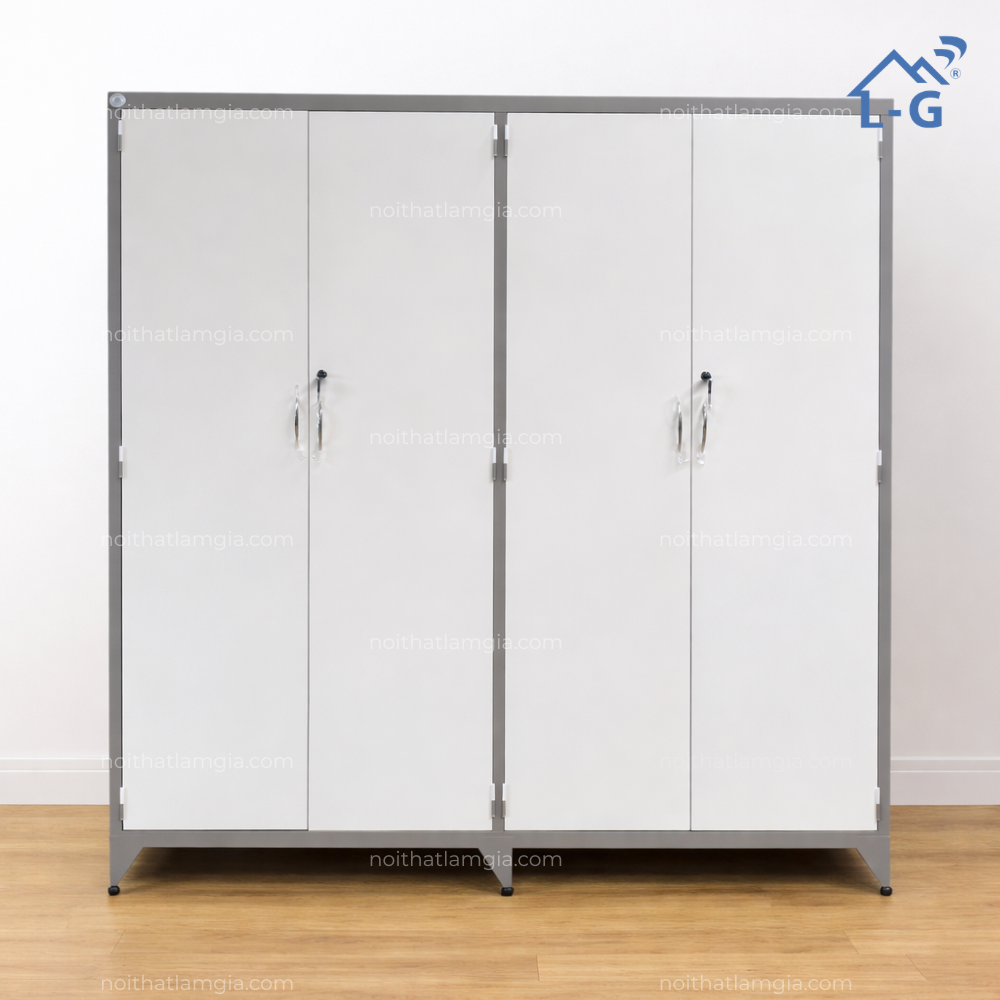 Tủ Quần Áo Sắt Sơn Tĩnh Điện 4 Cánh Mở 2 Hộc Kéo (TQASSTD4C2H)