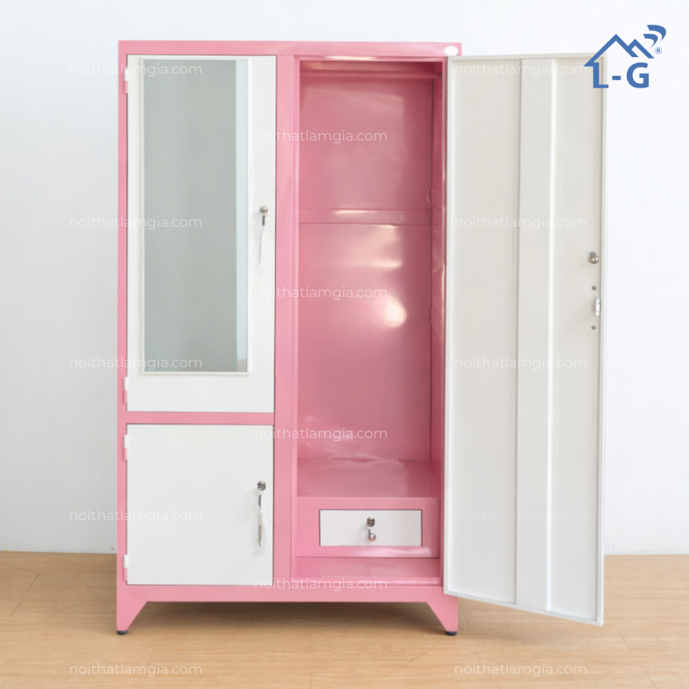Tủ Quần Áo Sắt Sơn Tĩnh Điện Có Gương (TQASSTDCG)
