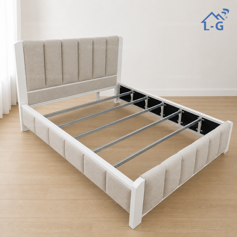 Khung giường sắt chịu lực bọc vải cao cấp phiên bản mới