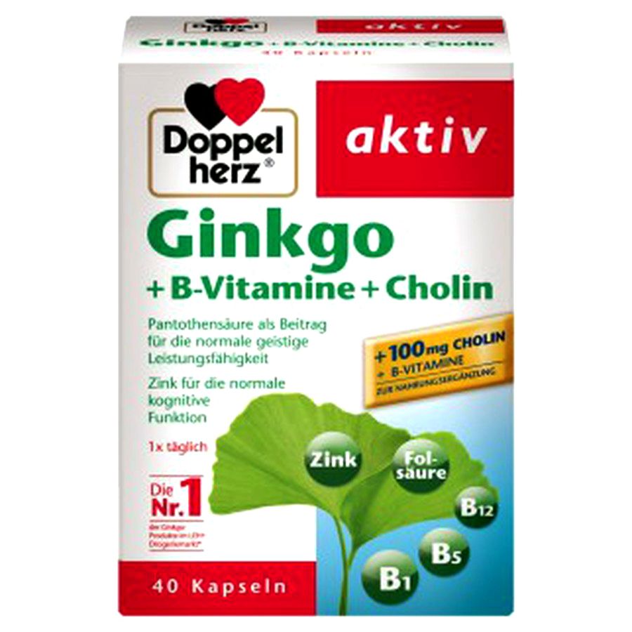 Viên Bổ Não Doppelherz Aktiv Ginkgo +B-Vitamine+ Cholin 40 Viên_Đức