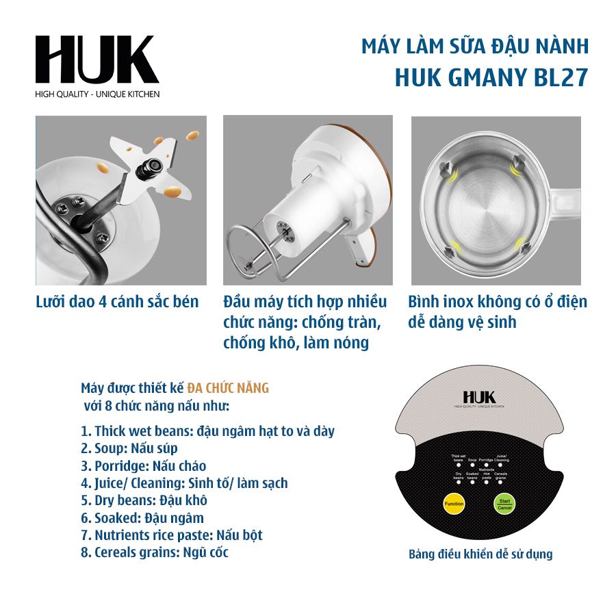 Máy Làm Sữa Hạt Đa Năng HUK Gmany BL27