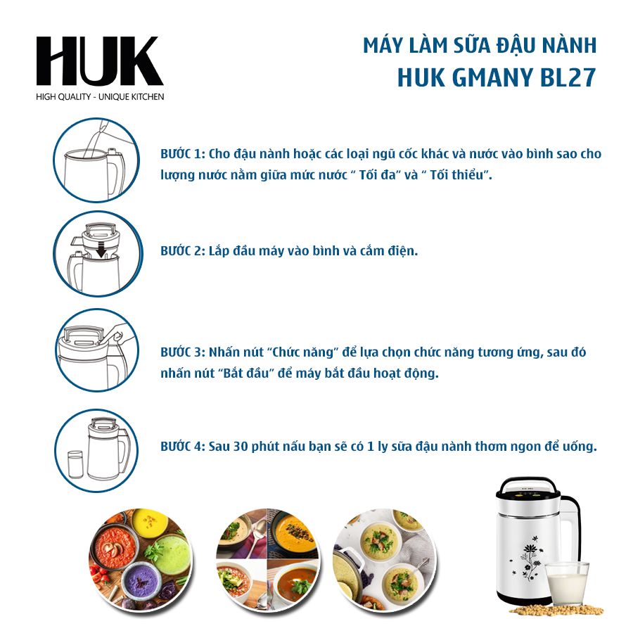 Máy Làm Sữa Hạt Đa Năng HUK Gmany BL27