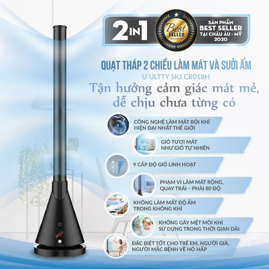 Quạt Tháp 2 Chiều Làm Mát & Sưởi Ấm Ultty SKJ-CR018H