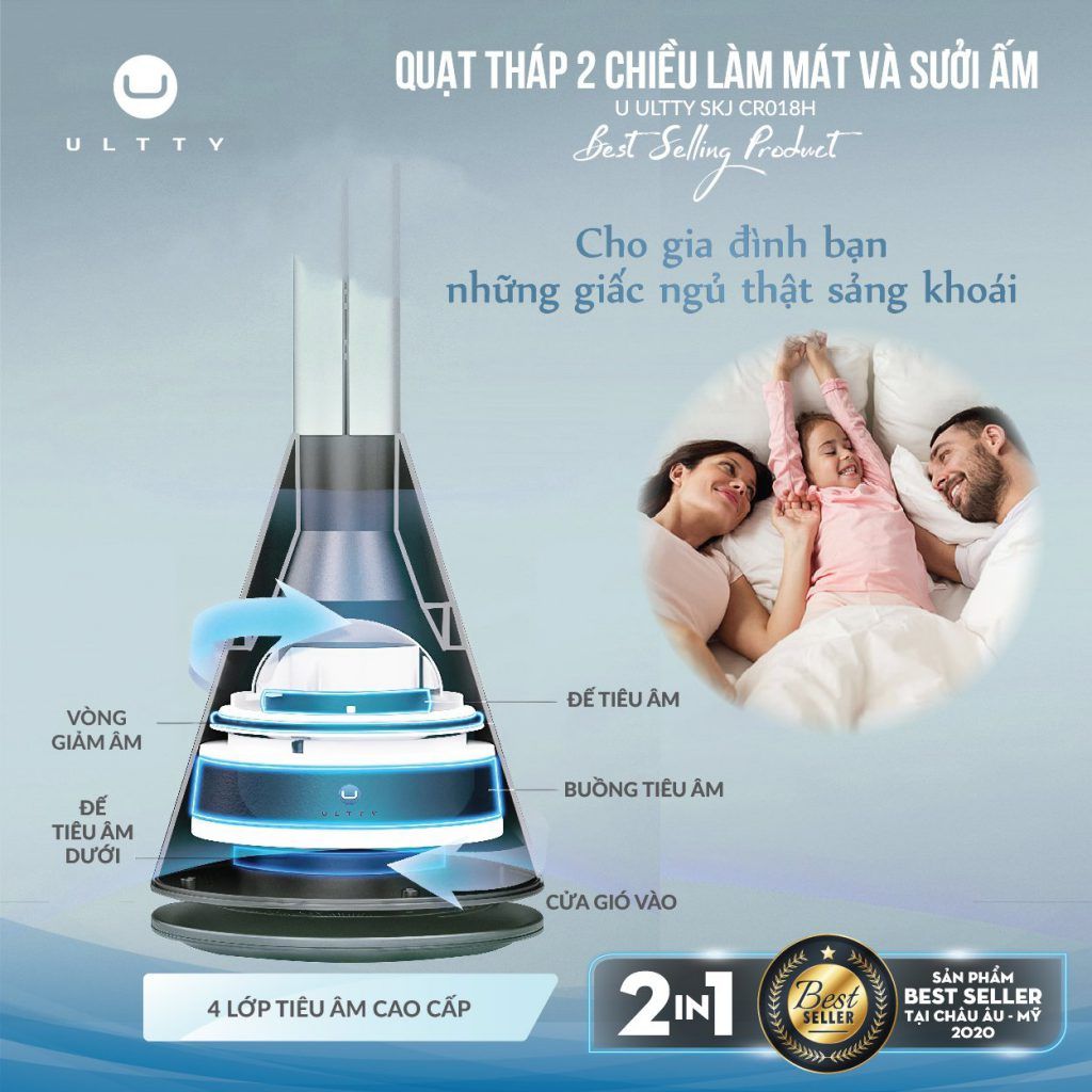 Quạt Tháp 2 Chiều Làm Mát & Sưởi Ấm Ultty SKJ-CR018H