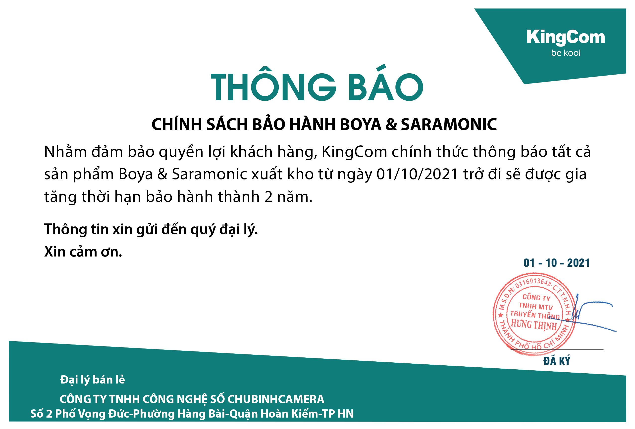 Boya và Saramonic nâng thôi gian bảo hành lên 2 năm