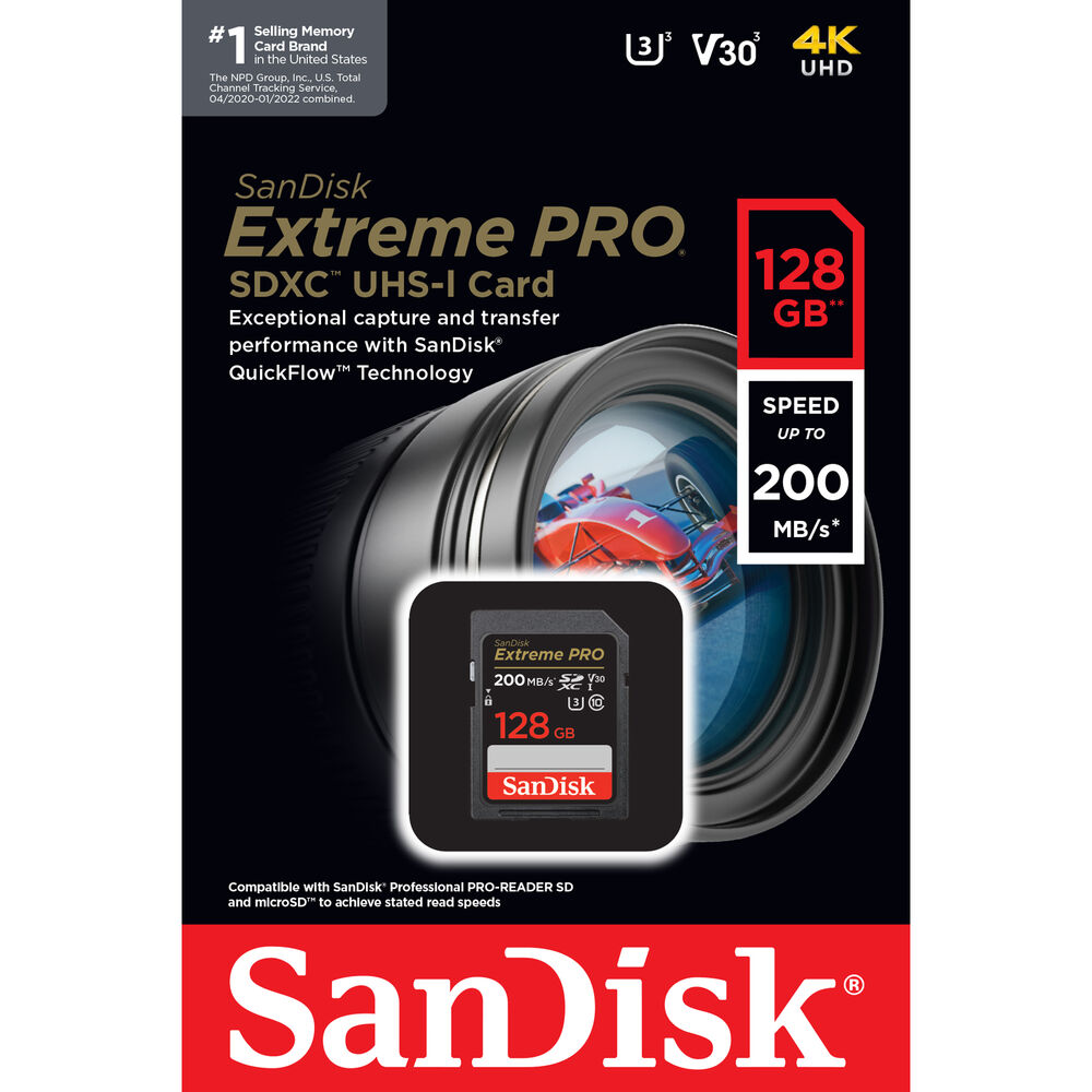 Thẻ nhớ SanDisk SDXC 128GB Extreme PRO UHS-I  200MB/s | Chính hãng