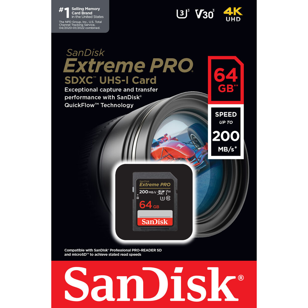 Thẻ nhớ SanDisk SDXC 64GB Extreme PRO UHS-I  200MB/s | Chính hãng