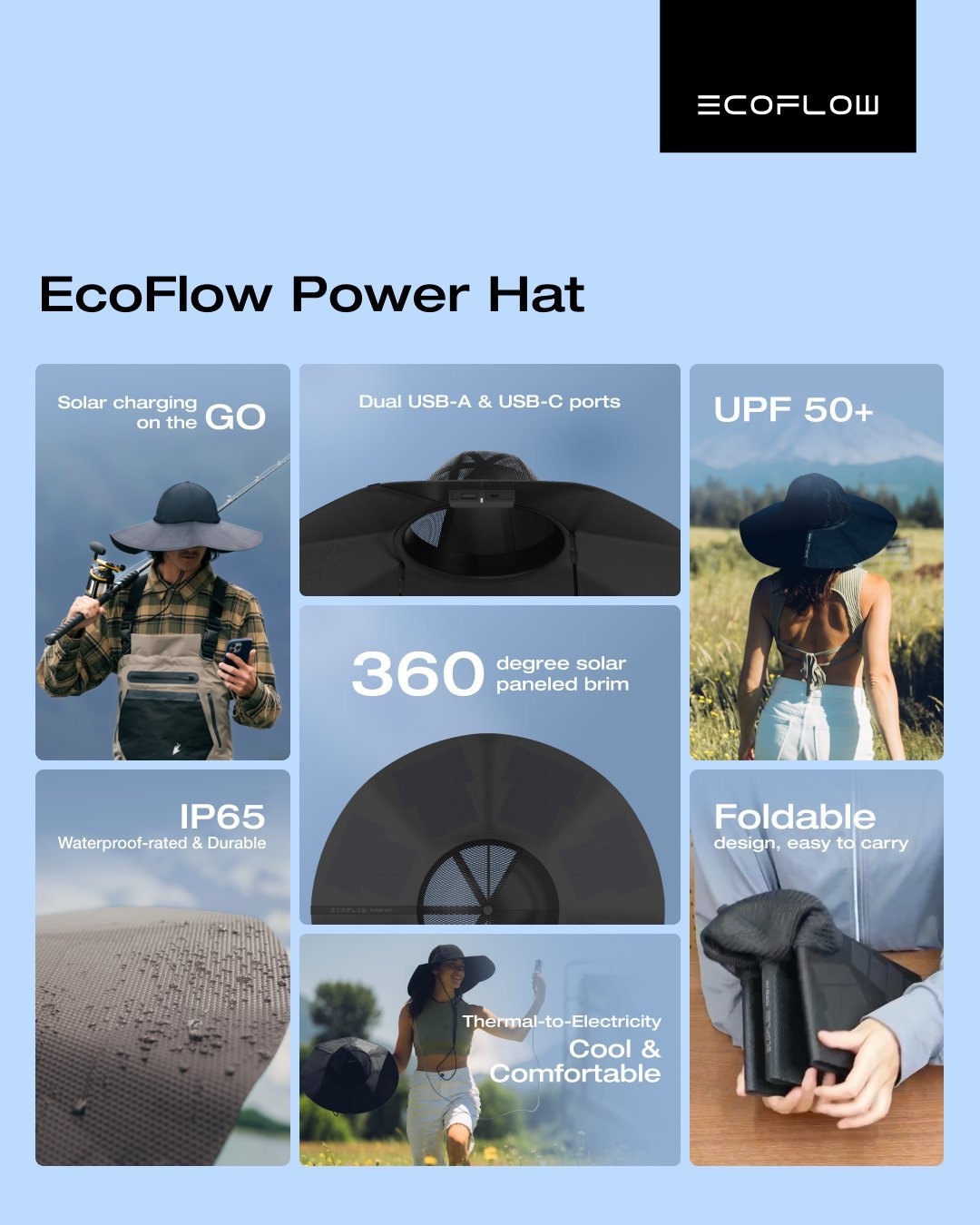Mũ sạc năng lượng mặt trời EcoFlow Power Hat