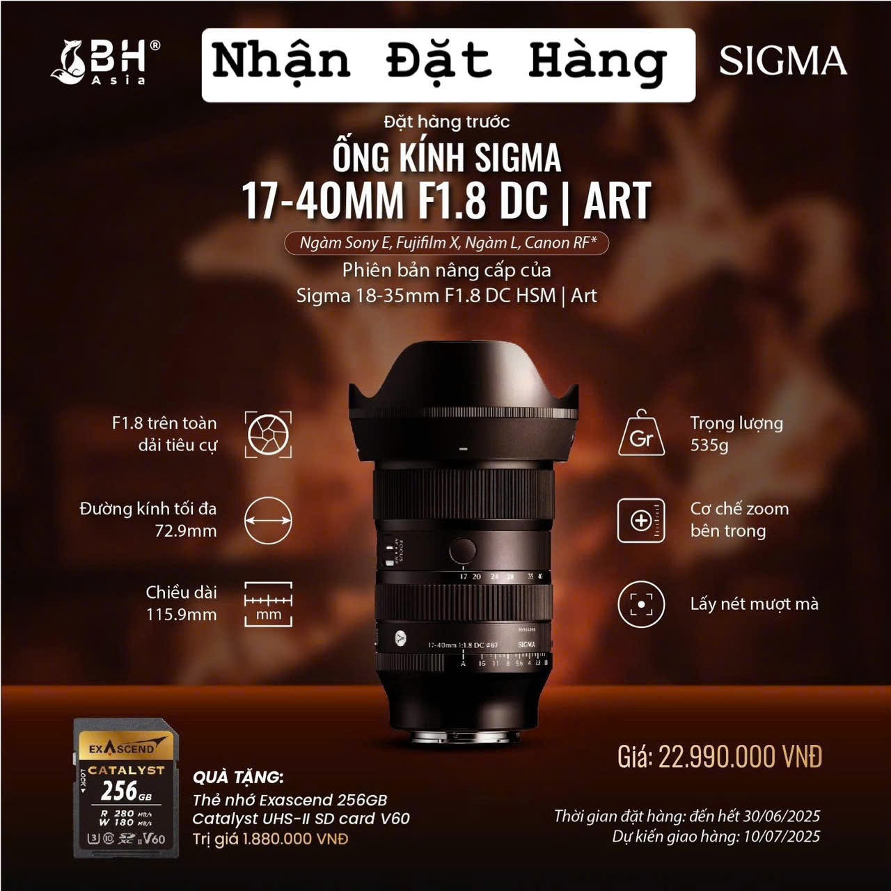 Ống kính Sigma 17-40mm F1.8 DC Art | Chính hãng