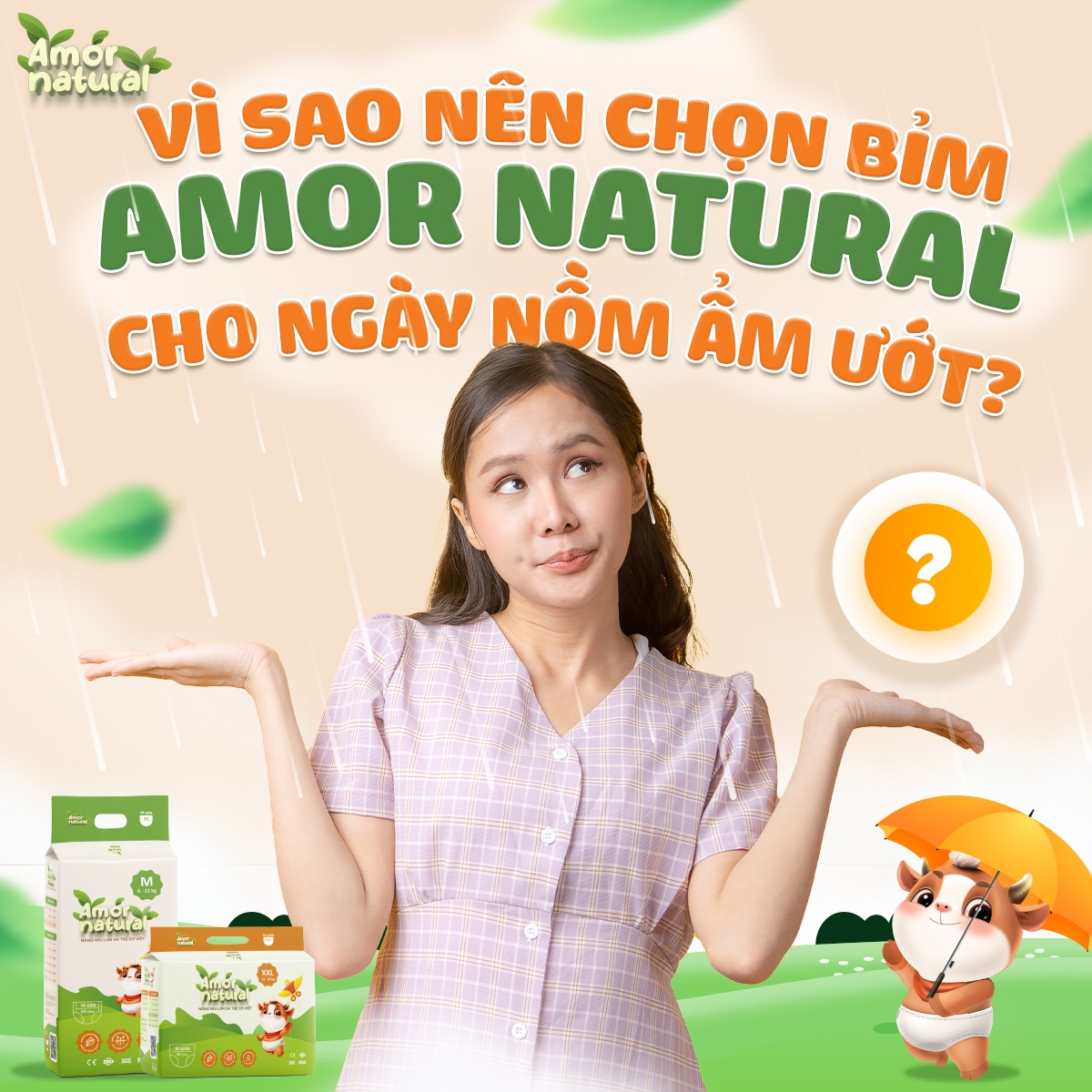 Vì sao nên chọn bỉm Amor Natural cho ngày nồm ẩm ướt?