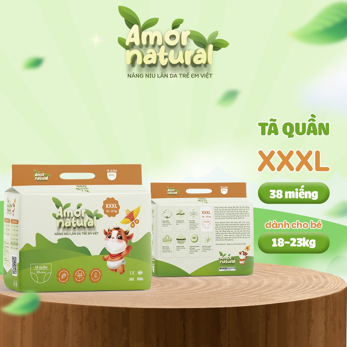 AMOR NATURAL - Tã bỉm quần XXXL38 (3XL)