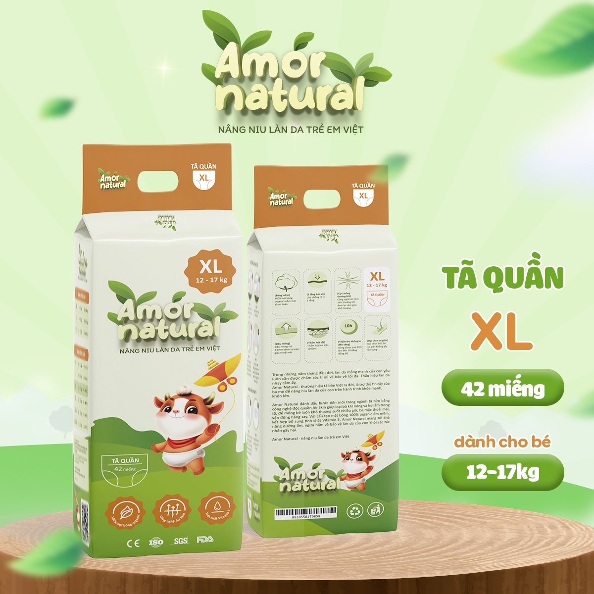 AMOR NATURAL - Tã bỉm quần XL42