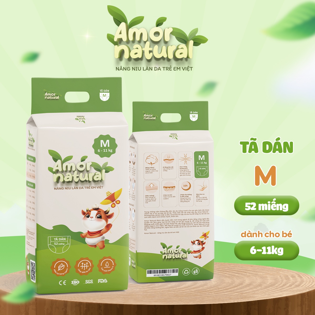 AMOR NATURAL - Tã bỉm dán M52