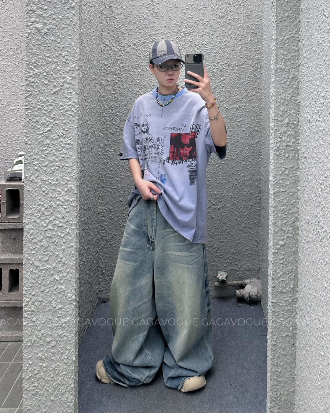 GAGAVOGUE KURT & ENEMY DISTRESSED TEE