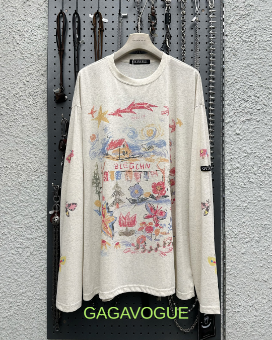GAGAVOGUE BLEGCHV HAND DRAWN GRAPHIC TEE