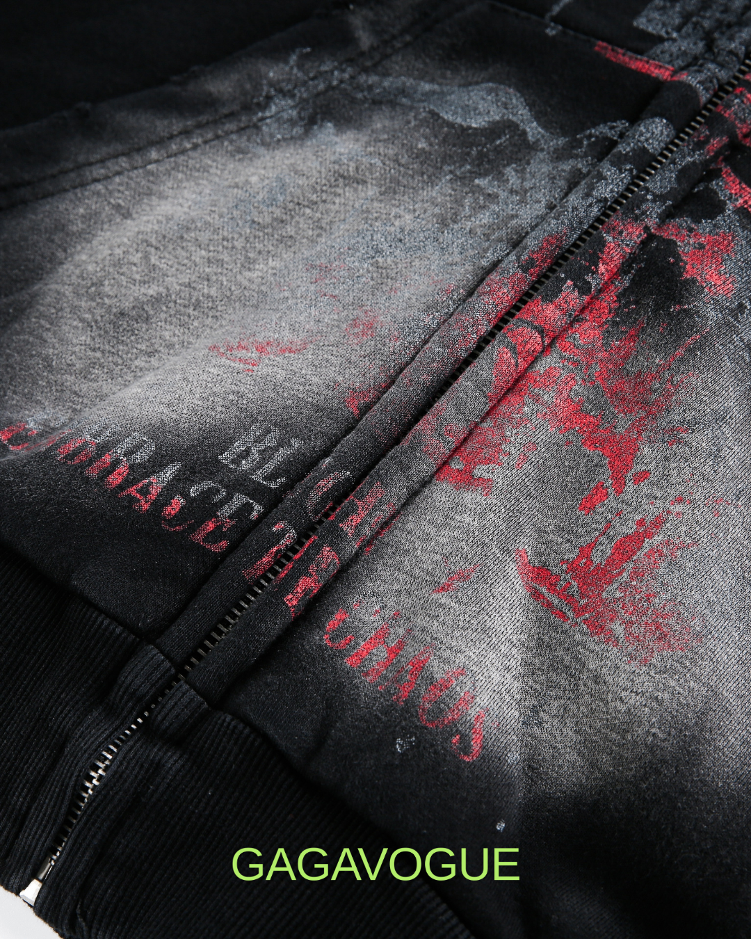 GAGAVOGUE BLEG CHAOS WASH ZIP HOODIE