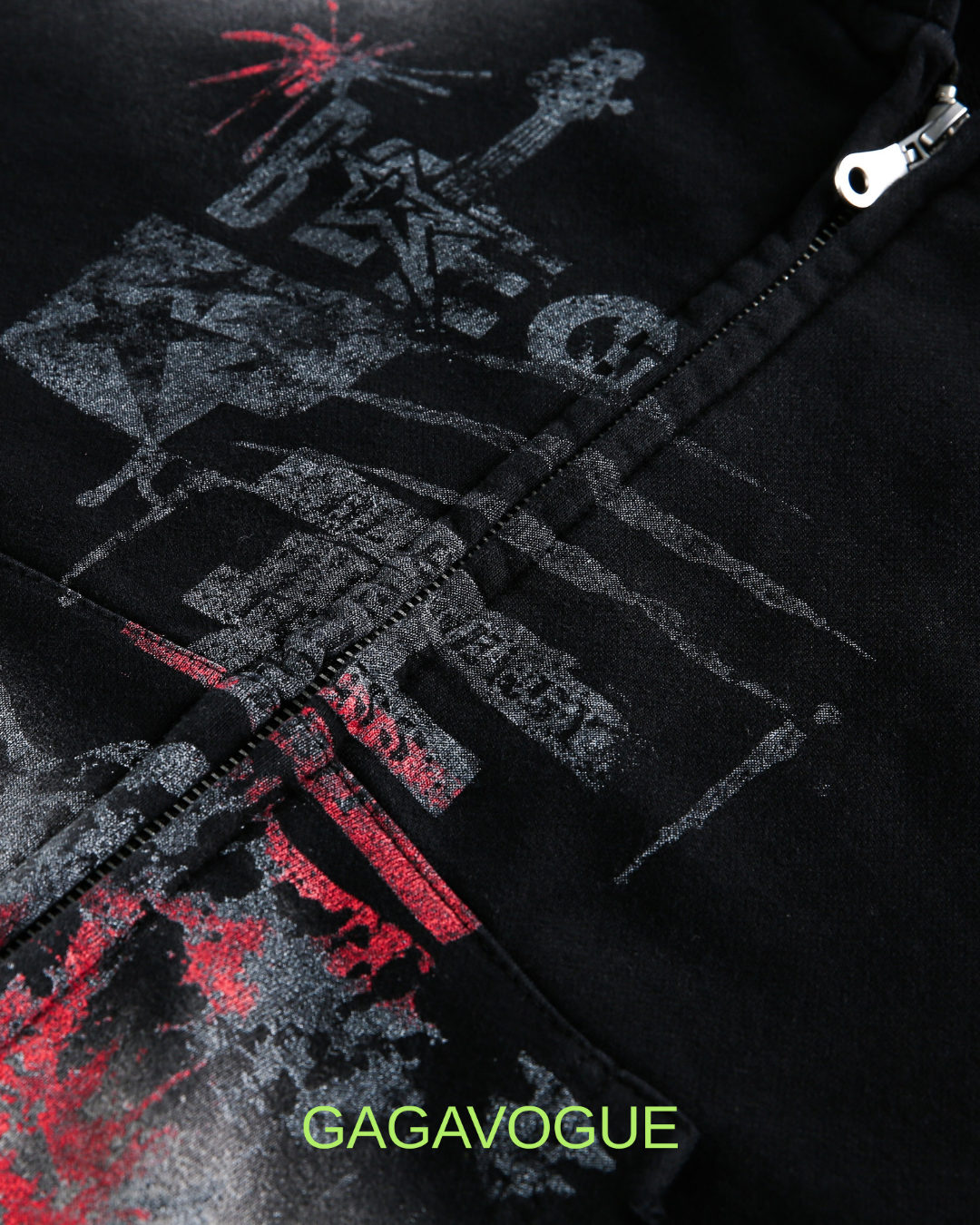 GAGAVOGUE BLEG CHAOS WASH ZIP HOODIE