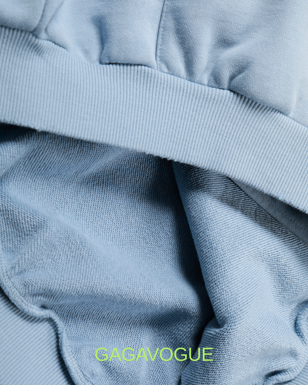 GAGAVOGUE SKY BLUE DISTRESSED GRAPHIC ZIP HOODIE