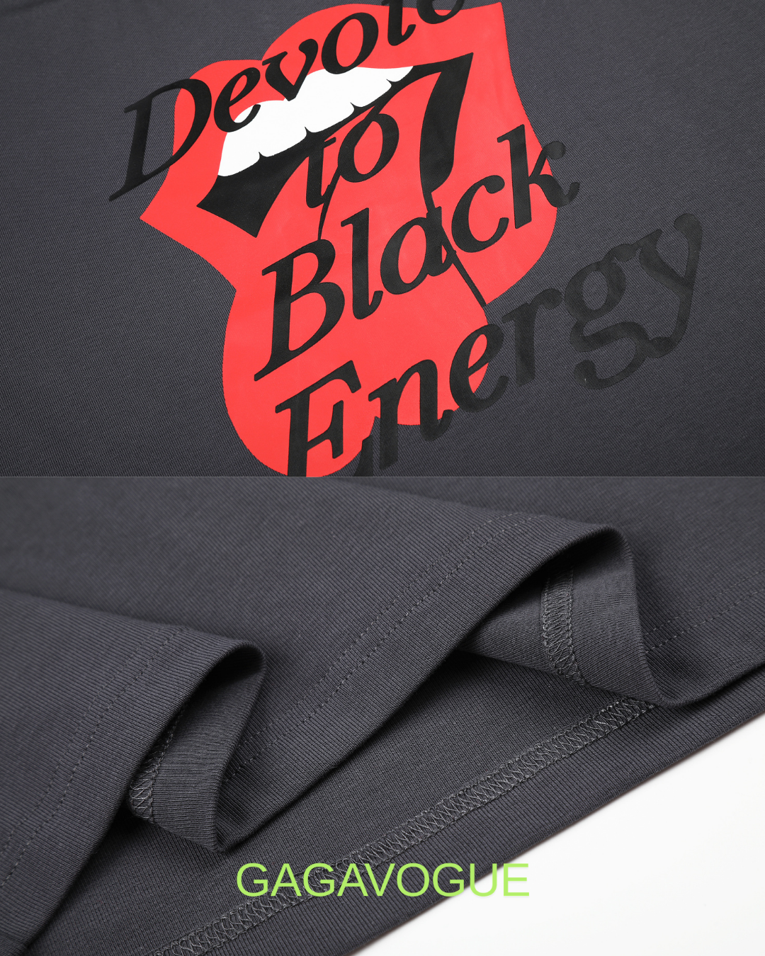 GAGAVOGUE DEVOTE TO BLACK ENERGY LAYERED LONG SLEEVE T-SHIRT