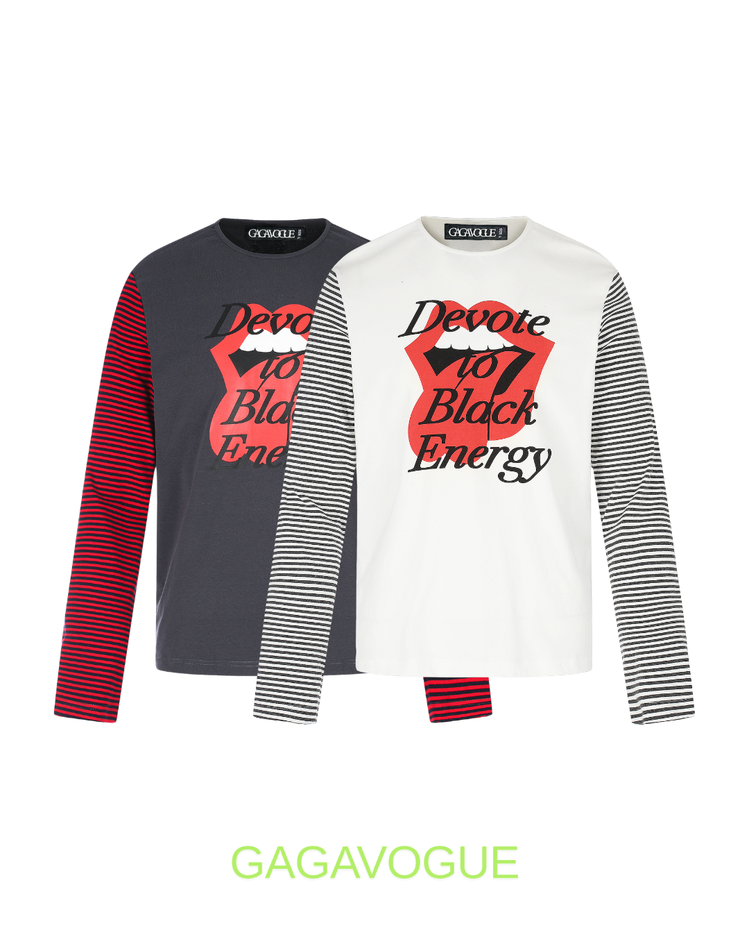 GAGAVOGUE DEVOTE TO BLACK ENERGY LAYERED LONG SLEEVE T-SHIRT