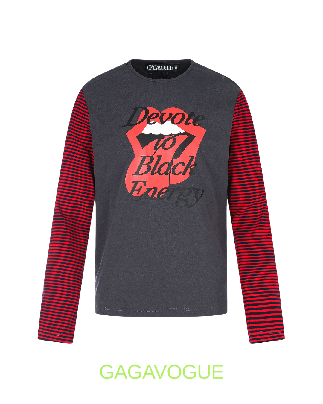 GAGAVOGUE DEVOTE TO BLACK ENERGY LAYERED LONG SLEEVE T-SHIRT