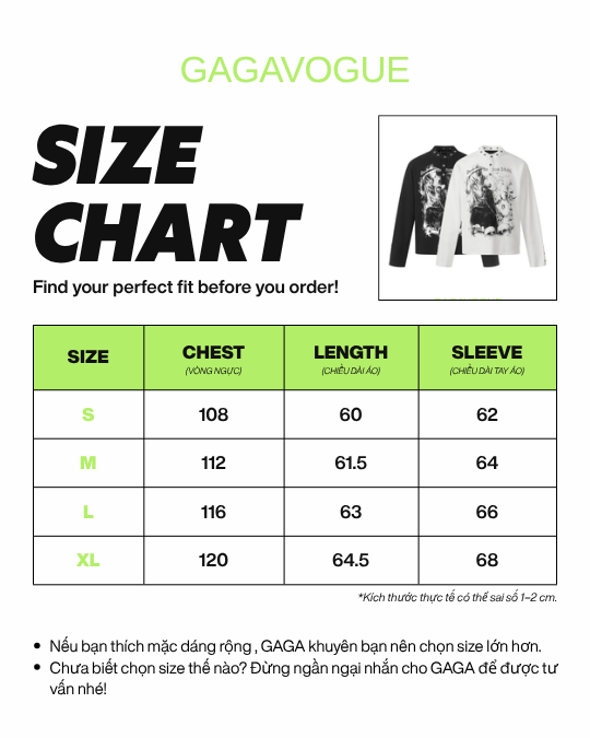GAGAVOGUE BORN BLACK GOTHIC GRAPHIC HENLEY LONG SLEEVE TEE