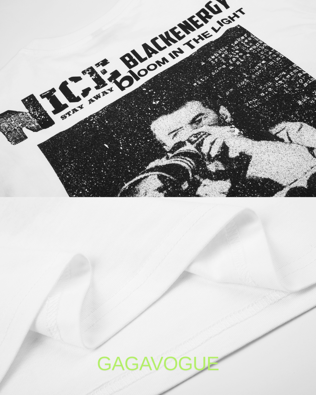 GAGAVOGUE BURN BRIGHT NEWSPAPER GRAPHIC LONG SLEEVE TEE