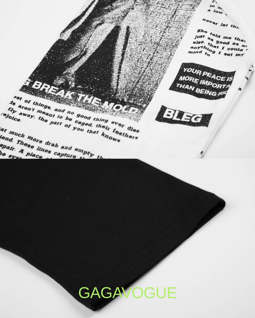 GAGAVOGUE BURN BRIGHT NEWSPAPER GRAPHIC LONG SLEEVE TEE