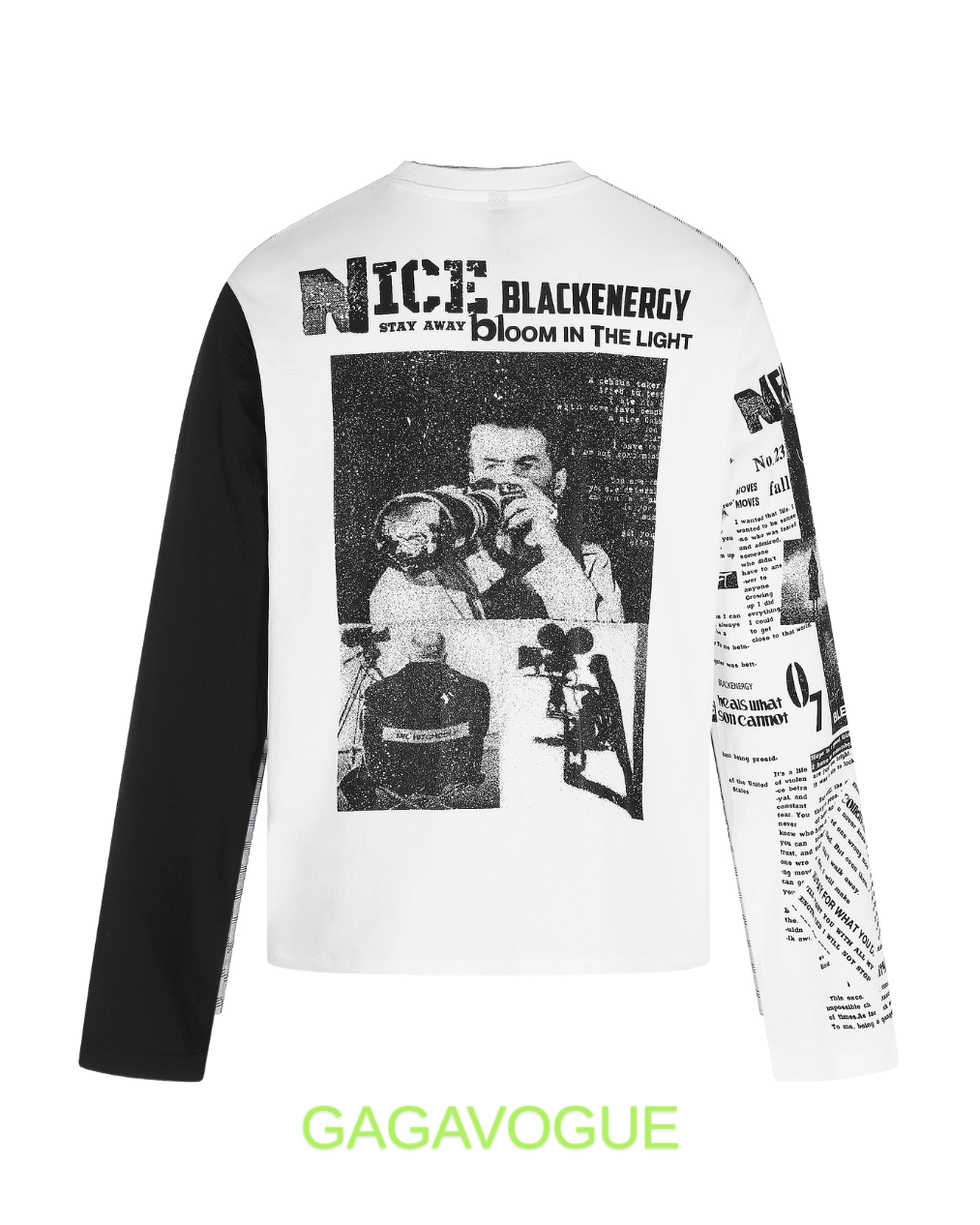 GAGAVOGUE BURN BRIGHT NEWSPAPER GRAPHIC LONG SLEEVE TEE