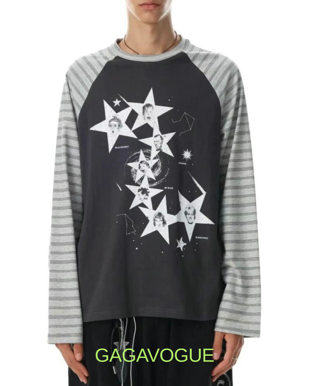 GAGAVOGUE STAR CONSTELLATION RAGLAN LONG SLEEVE T-SHIRT