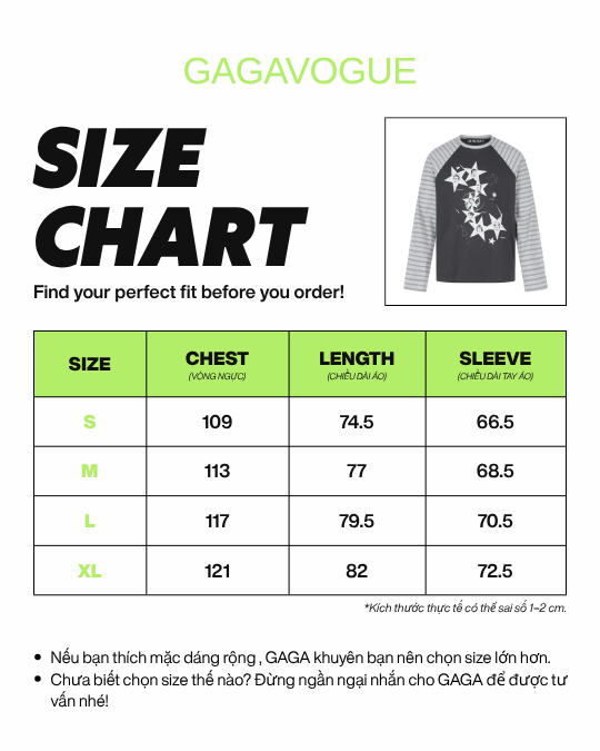 GAGAVOGUE STAR CONSTELLATION RAGLAN LONG SLEEVE T-SHIRT
