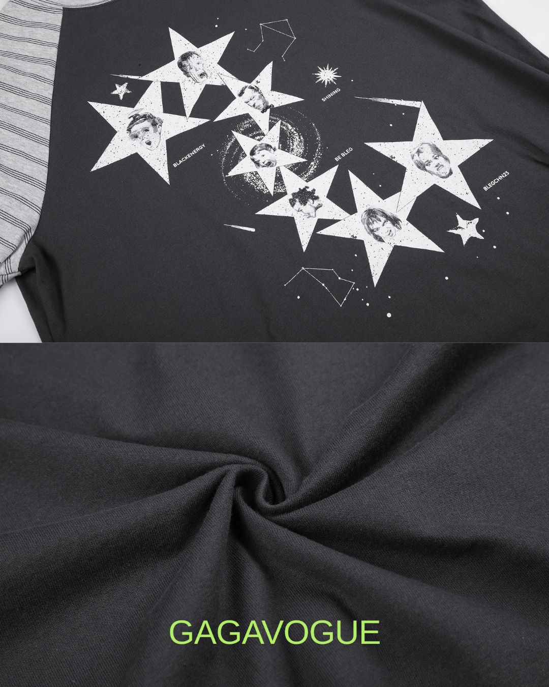 GAGAVOGUE STAR CONSTELLATION RAGLAN LONG SLEEVE T-SHIRT